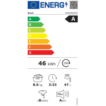 Bosch Πλυντήριο Ρούχων 8kg 1400 Στροφών WAN28283GR